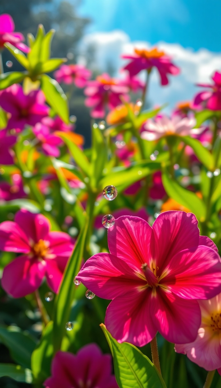 Free Spring Rain Garden iPhone Well-Lit Background
